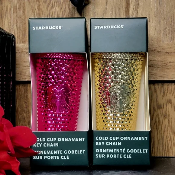 Starbucks | Accessories | Starbucks Gold Sangria Berry Studded Tumbler  Keychains | Poshmark